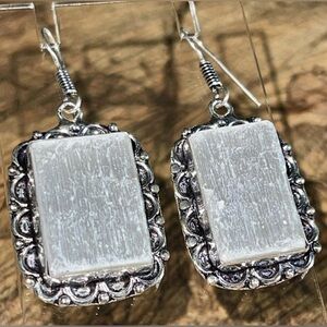 Selenite Spar Earrings 1 7/8”